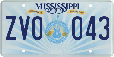 MS license plate ZVO043