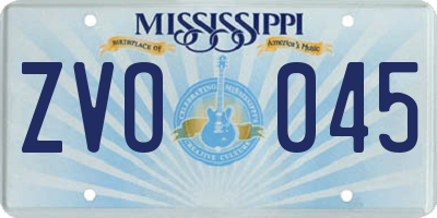 MS license plate ZVO045