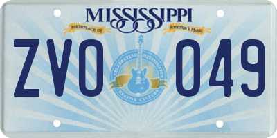 MS license plate ZVO049