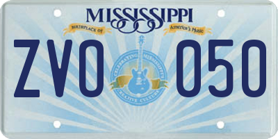 MS license plate ZVO050