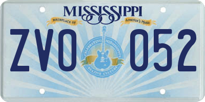 MS license plate ZVO052