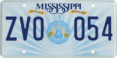 MS license plate ZVO054