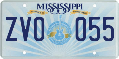 MS license plate ZVO055