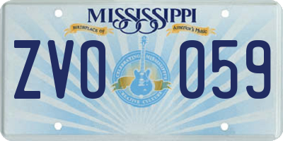 MS license plate ZVO059