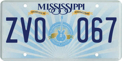 MS license plate ZVO067