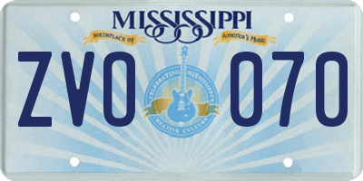 MS license plate ZVO070