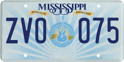 MS license plate ZVO075