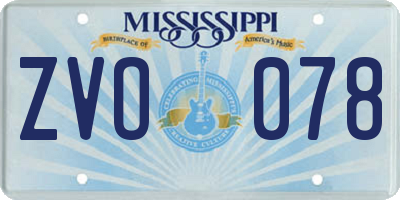 MS license plate ZVO078