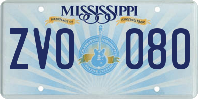 MS license plate ZVO080