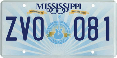 MS license plate ZVO081