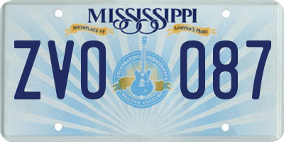 MS license plate ZVO087
