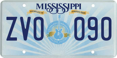 MS license plate ZVO090
