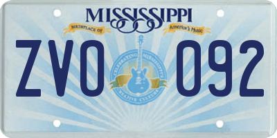 MS license plate ZVO092