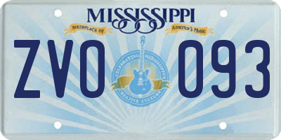 MS license plate ZVO093
