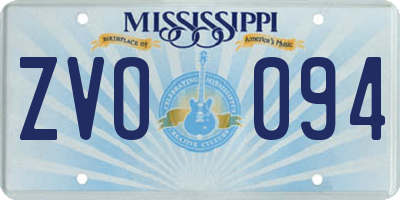 MS license plate ZVO094