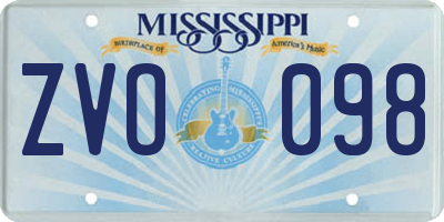 MS license plate ZVO098