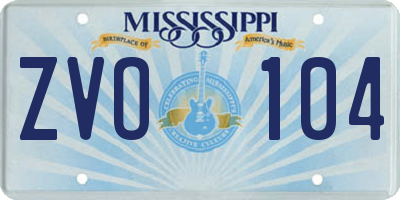 MS license plate ZVO104