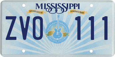 MS license plate ZVO111