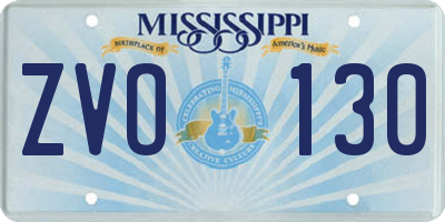 MS license plate ZVO130