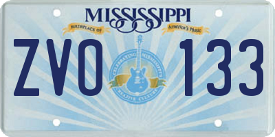 MS license plate ZVO133