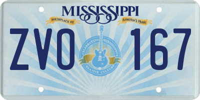 MS license plate ZVO167
