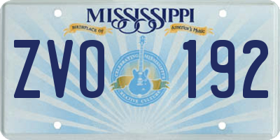 MS license plate ZVO192