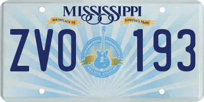 MS license plate ZVO193
