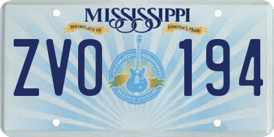 MS license plate ZVO194