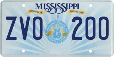 MS license plate ZVO200