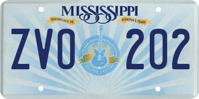 MS license plate ZVO202
