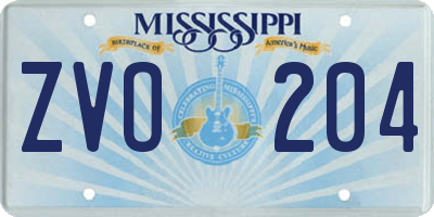 MS license plate ZVO204