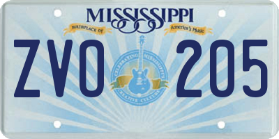 MS license plate ZVO205