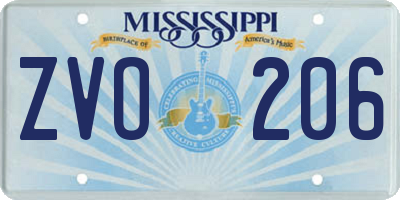 MS license plate ZVO206