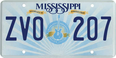MS license plate ZVO207