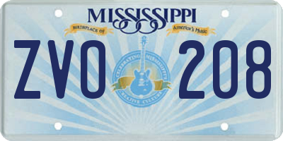 MS license plate ZVO208