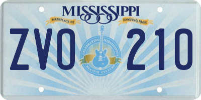 MS license plate ZVO210