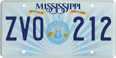 MS license plate ZVO212