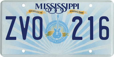 MS license plate ZVO216