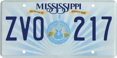 MS license plate ZVO217