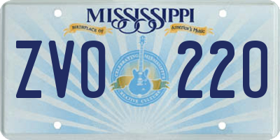 MS license plate ZVO220