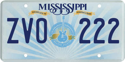 MS license plate ZVO222