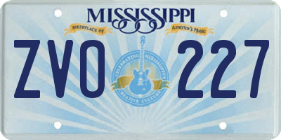 MS license plate ZVO227