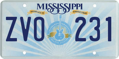 MS license plate ZVO231