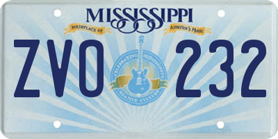 MS license plate ZVO232