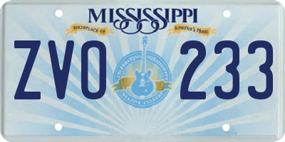 MS license plate ZVO233