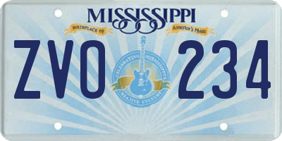 MS license plate ZVO234