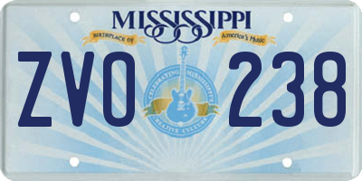 MS license plate ZVO238
