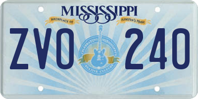 MS license plate ZVO240