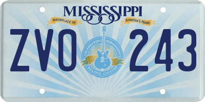 MS license plate ZVO243