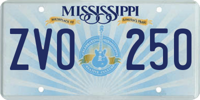 MS license plate ZVO250